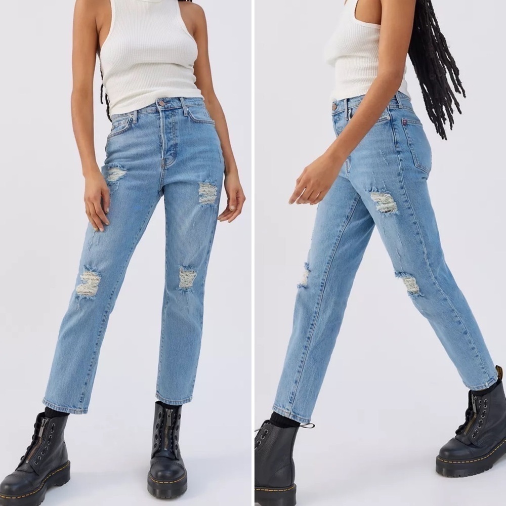 Urban Outfitters BDG High Rise Slim Straight Distressed Jeans